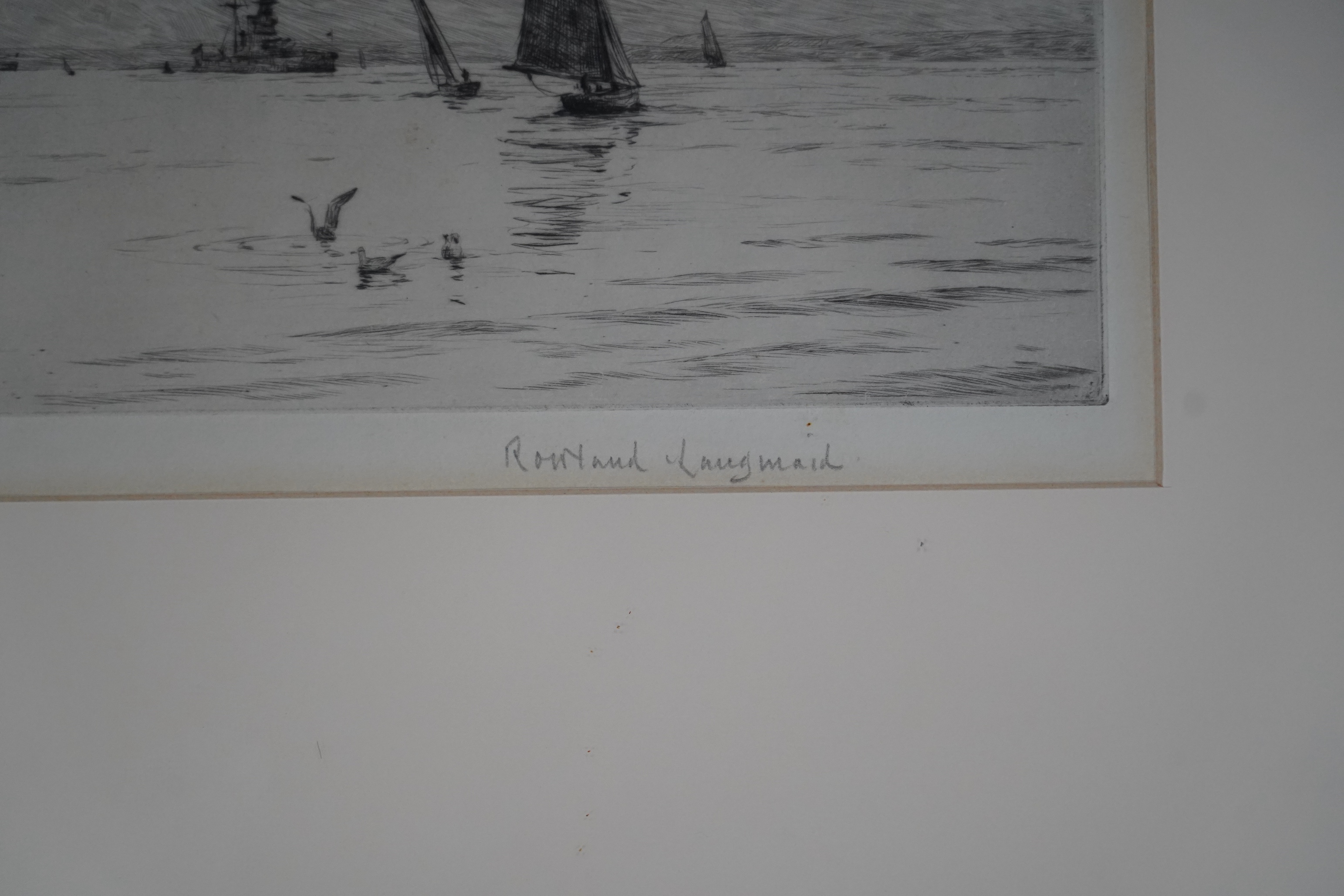 Rowland Langmaid (1897-1956), etching, 'Spithead', signed in pencil, academy proof blindstamped, 18 x 36cm